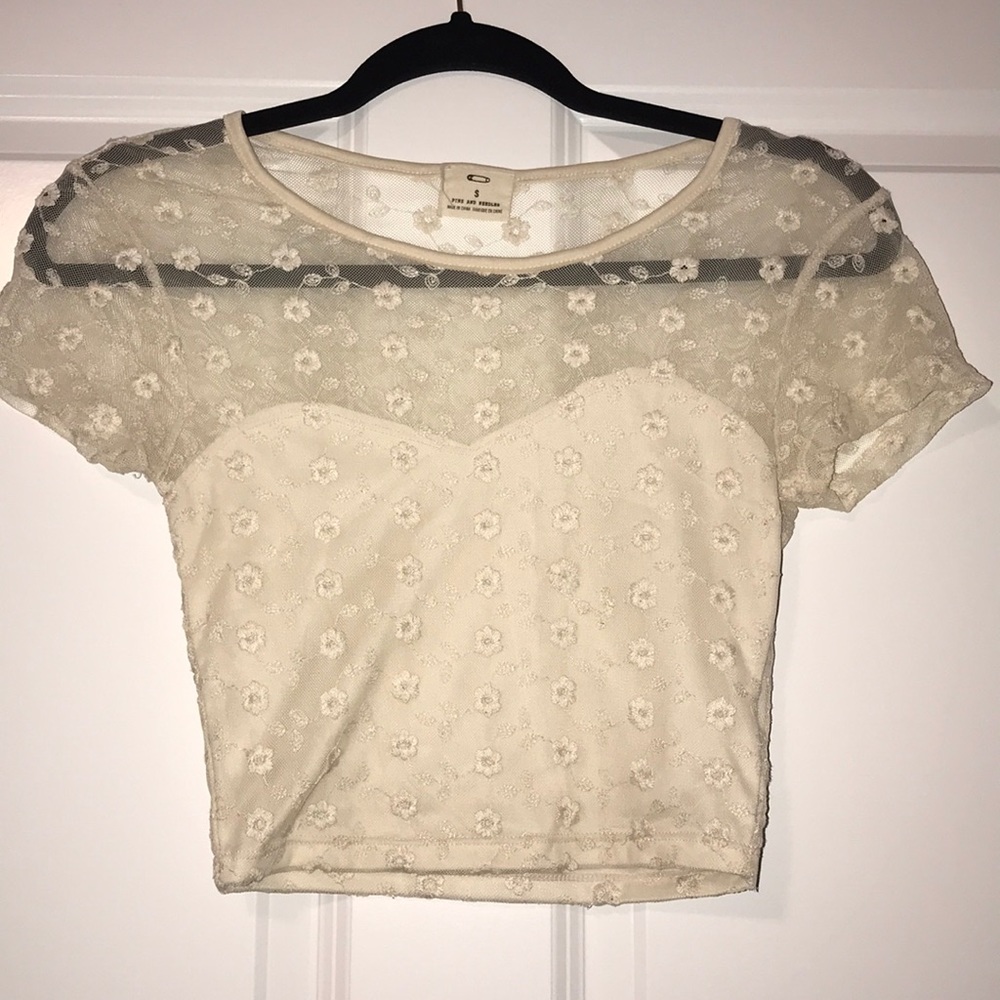 Cream Lace Crop Top